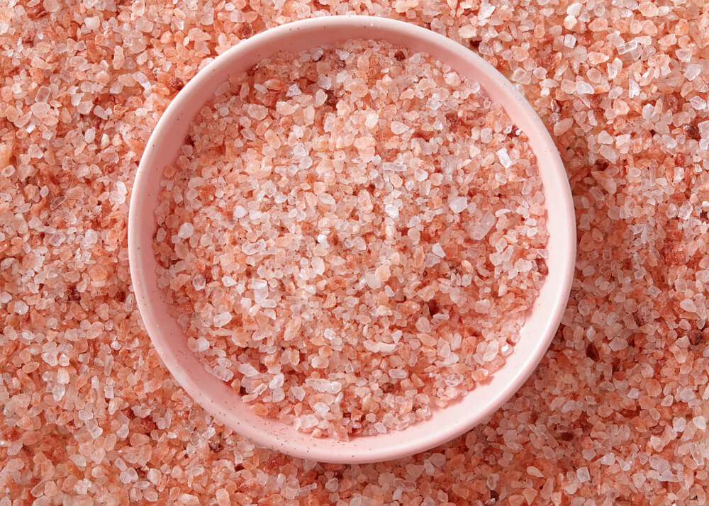 Bowl of pink salt