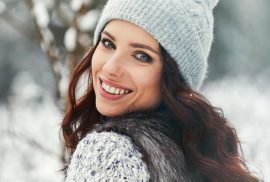 Woman following winter skin glow tips