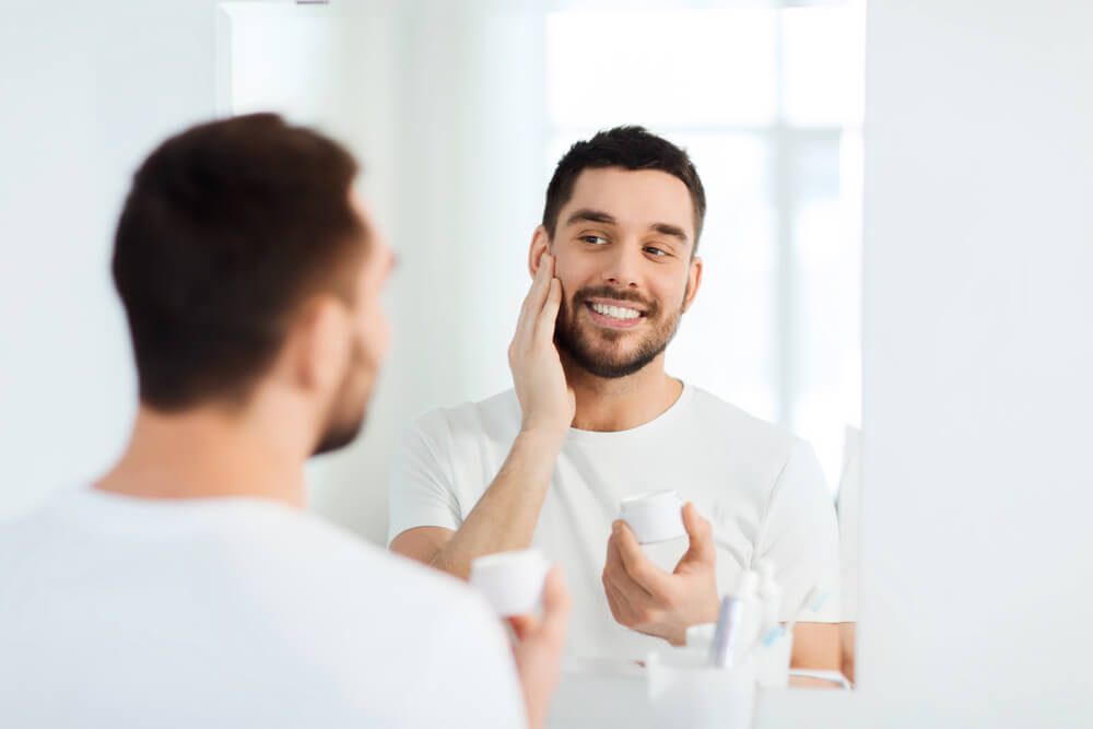 Man using Vivo skincare for men