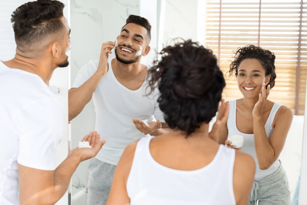 couple doing skincare