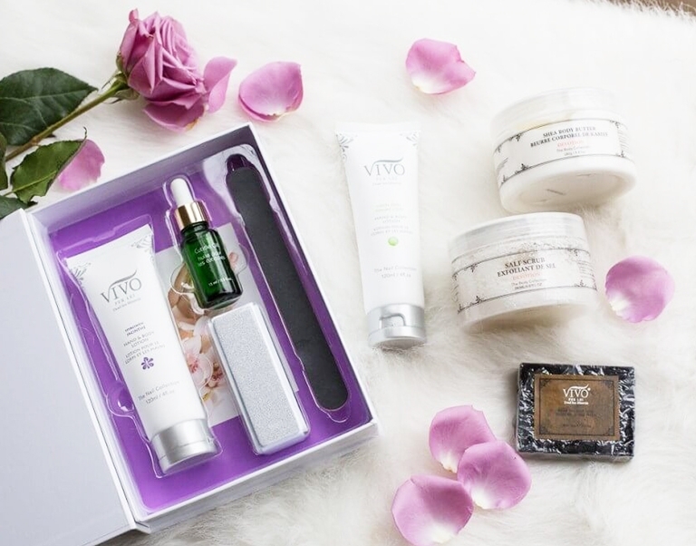 Blogger Katherine Elderidge with a variety of products