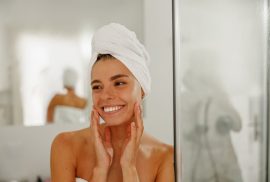 woman morning skincare