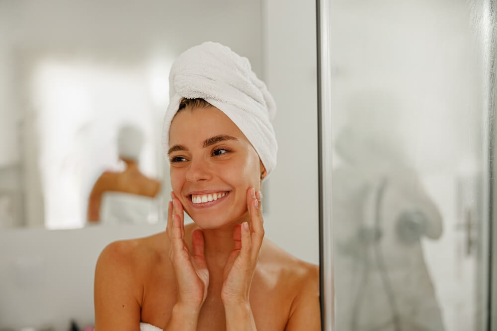 woman morning skincare