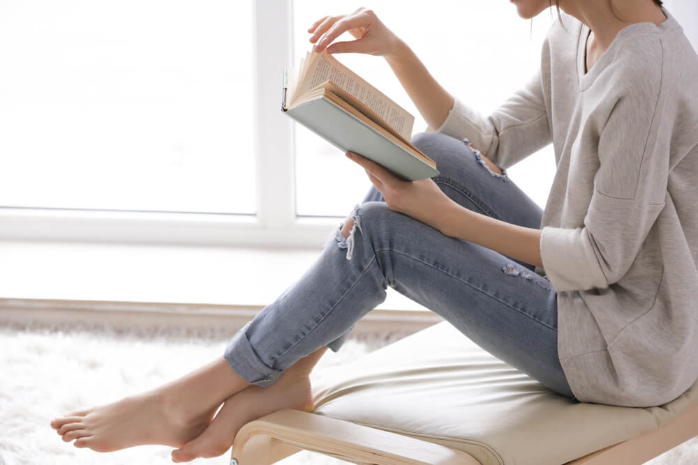 woman reading a book