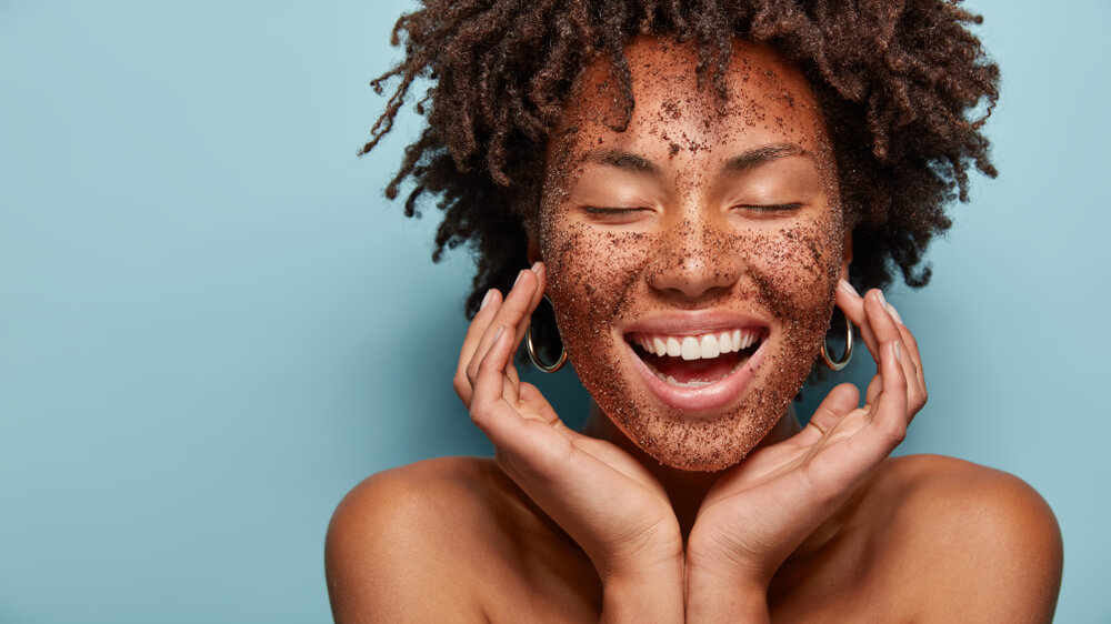 woman exfoliating